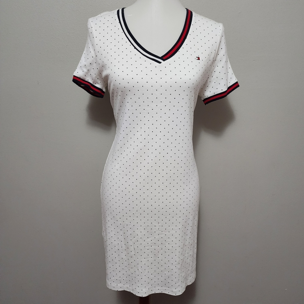 Tommy Hilfiger brushed dot vneck short sleeve dress size medium